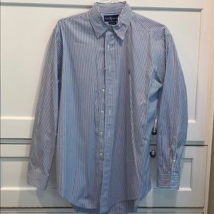 Ralph Lauren Blue And White Striped Button Down Shirt